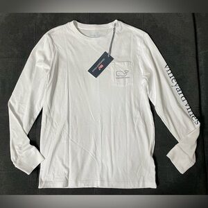 NWT’s Vineyard Vines Boys 12/14 Vintage Whale Graphic White Long Sleeve Shirt